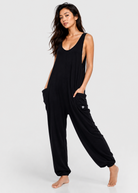 Women's Soft Drape Pocket Romper Made in USA detail view 7