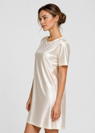 Women's Satin Stretch Mini Dress Made in USA side view