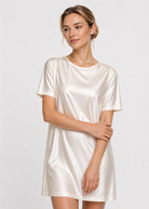 Women's Satin Stretch Mini Dress Made in USA back view