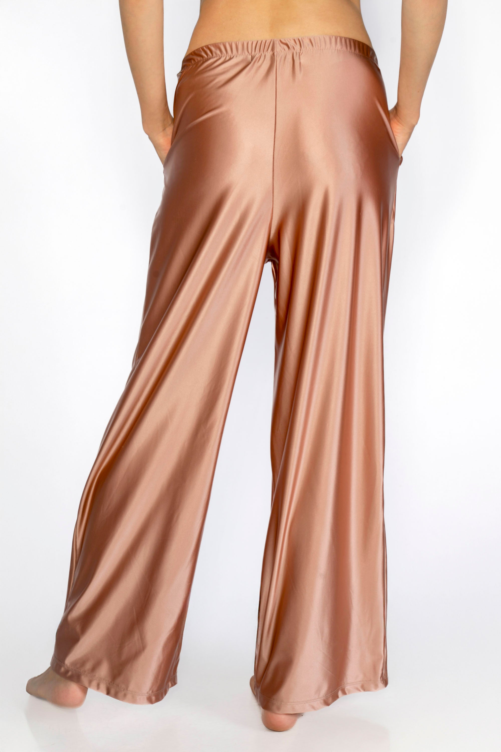 Women's Matte Satin Lounge Pants Made in USA detail view 5