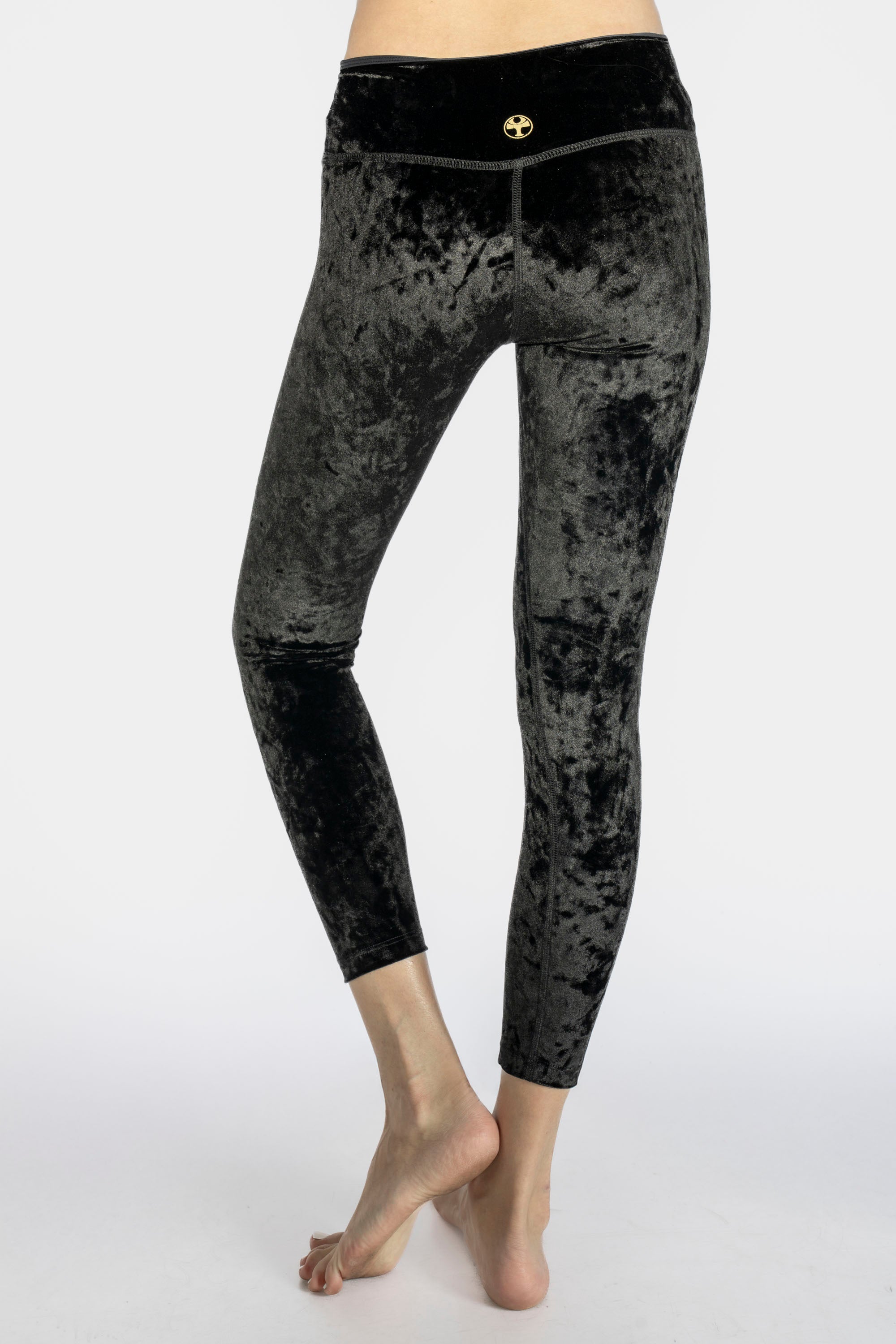 Women's Velvet Cropped Leggings Made in USA detail view 11