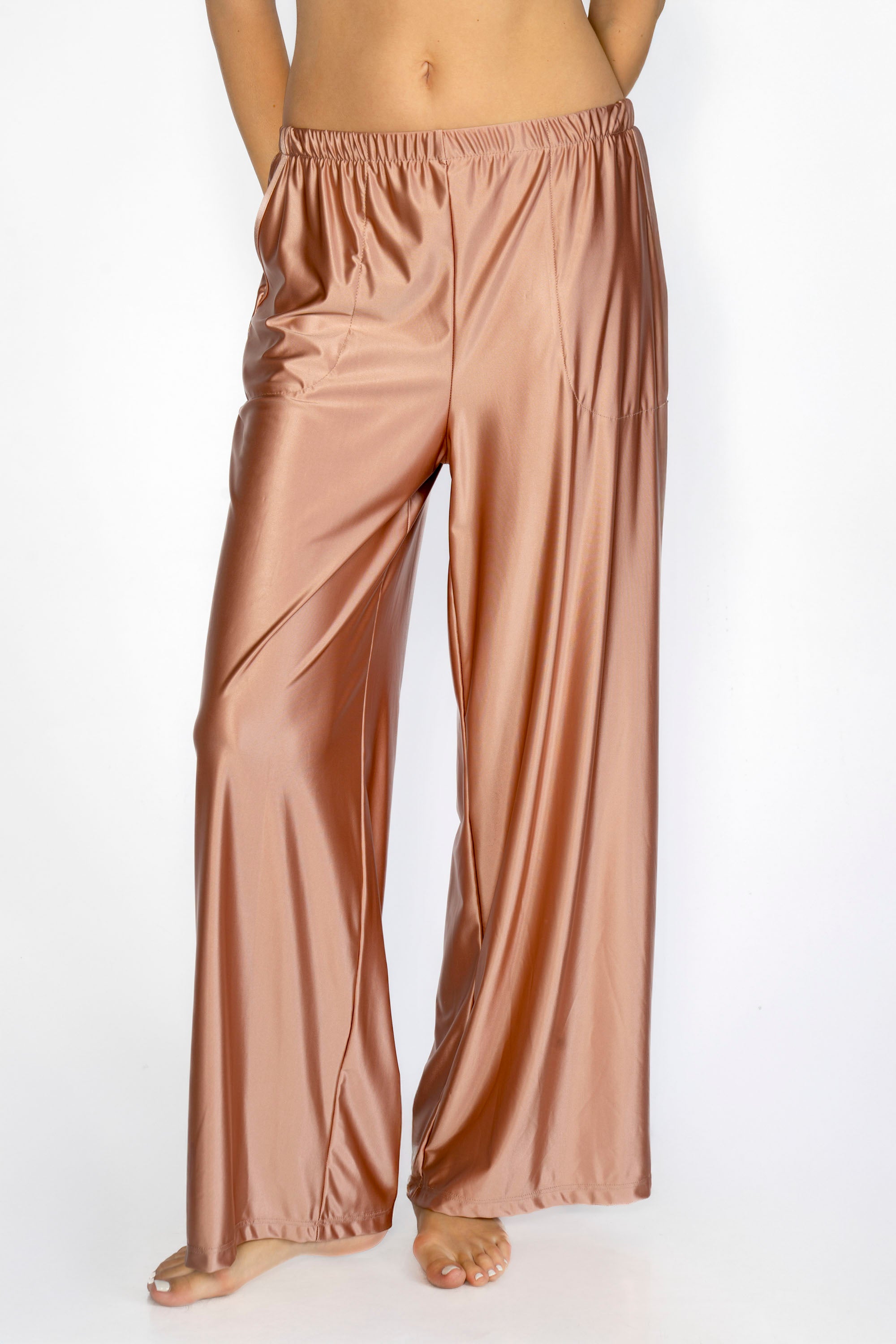 Women's Matte Satin Lounge Pants Made in USA detail view 2