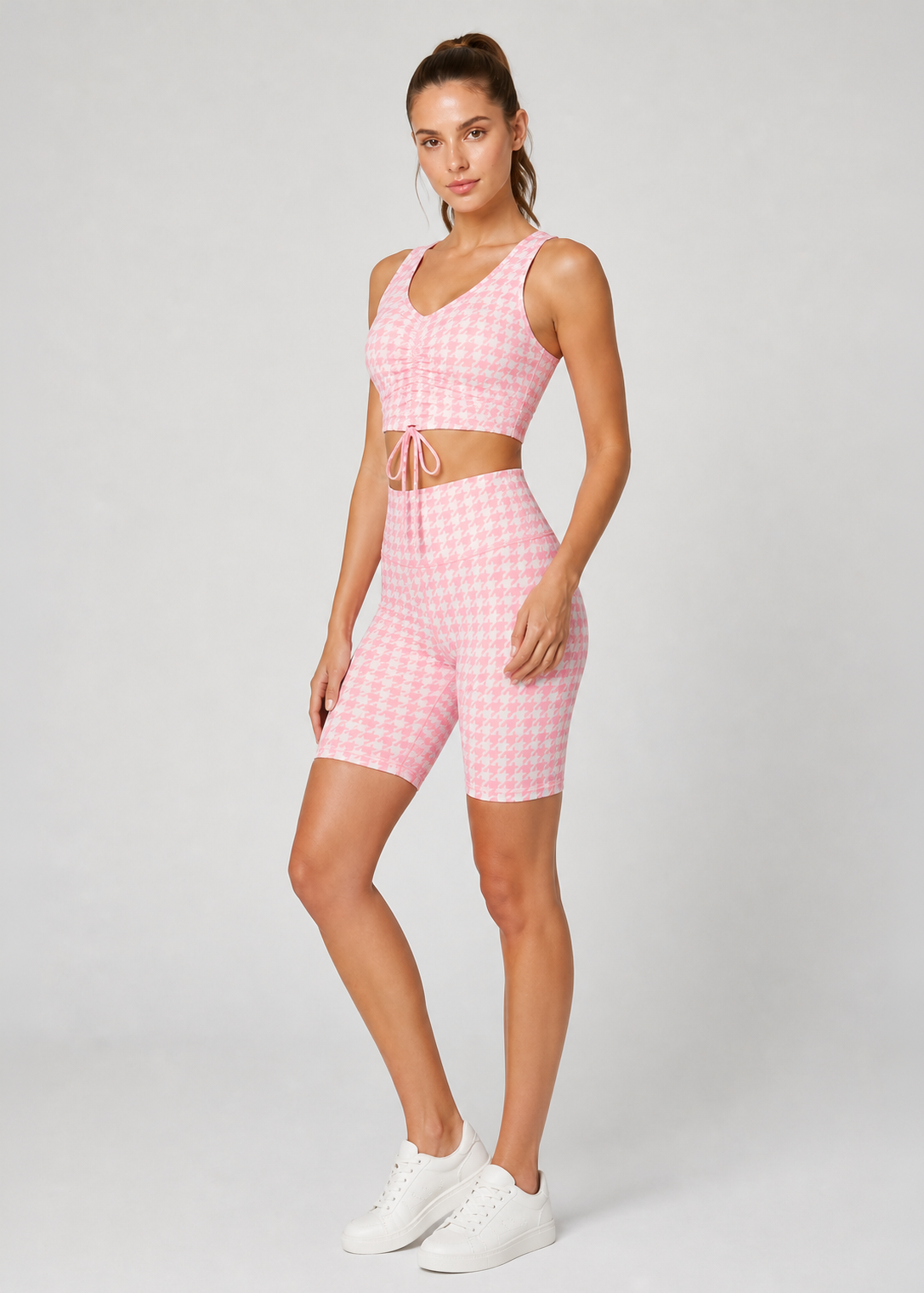 Women's Houndstooth Biker Shorts Made in USA detail view 2