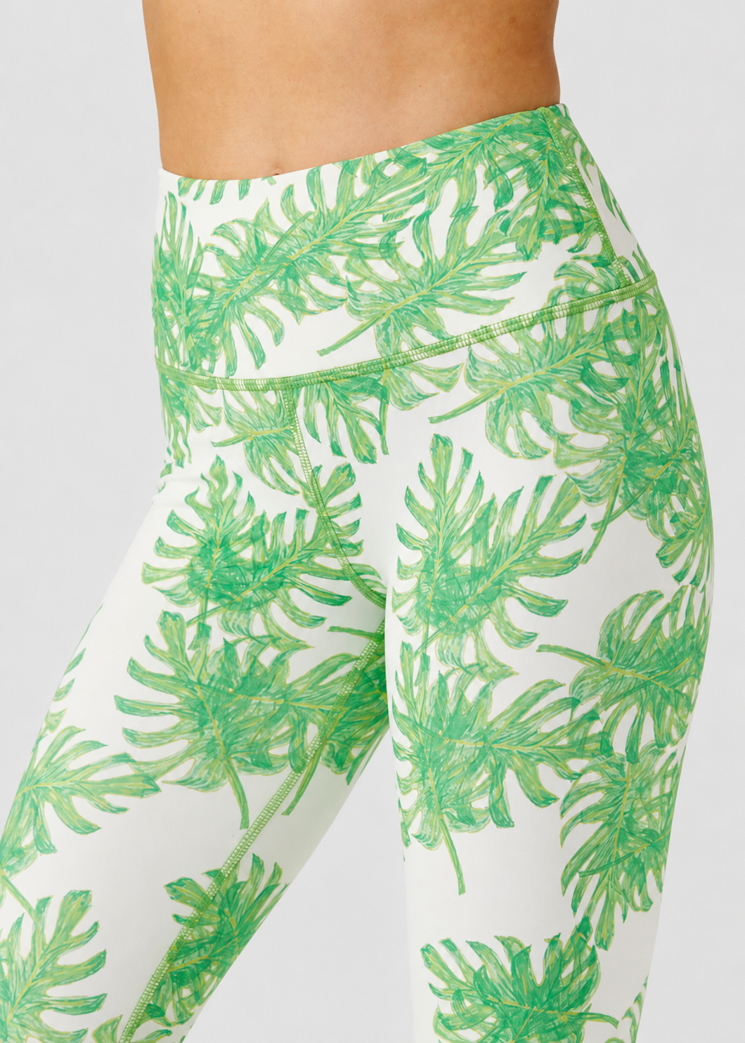Women's Tropical Leaf Leggings Made in USA detail view 3
