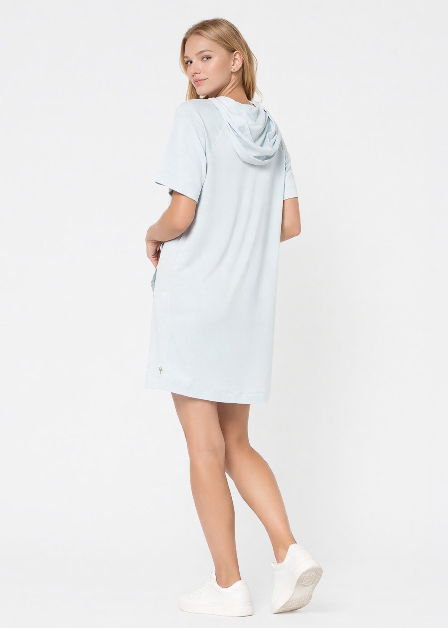 Women's Modal Hoodie Dress Made in USA detail view 8