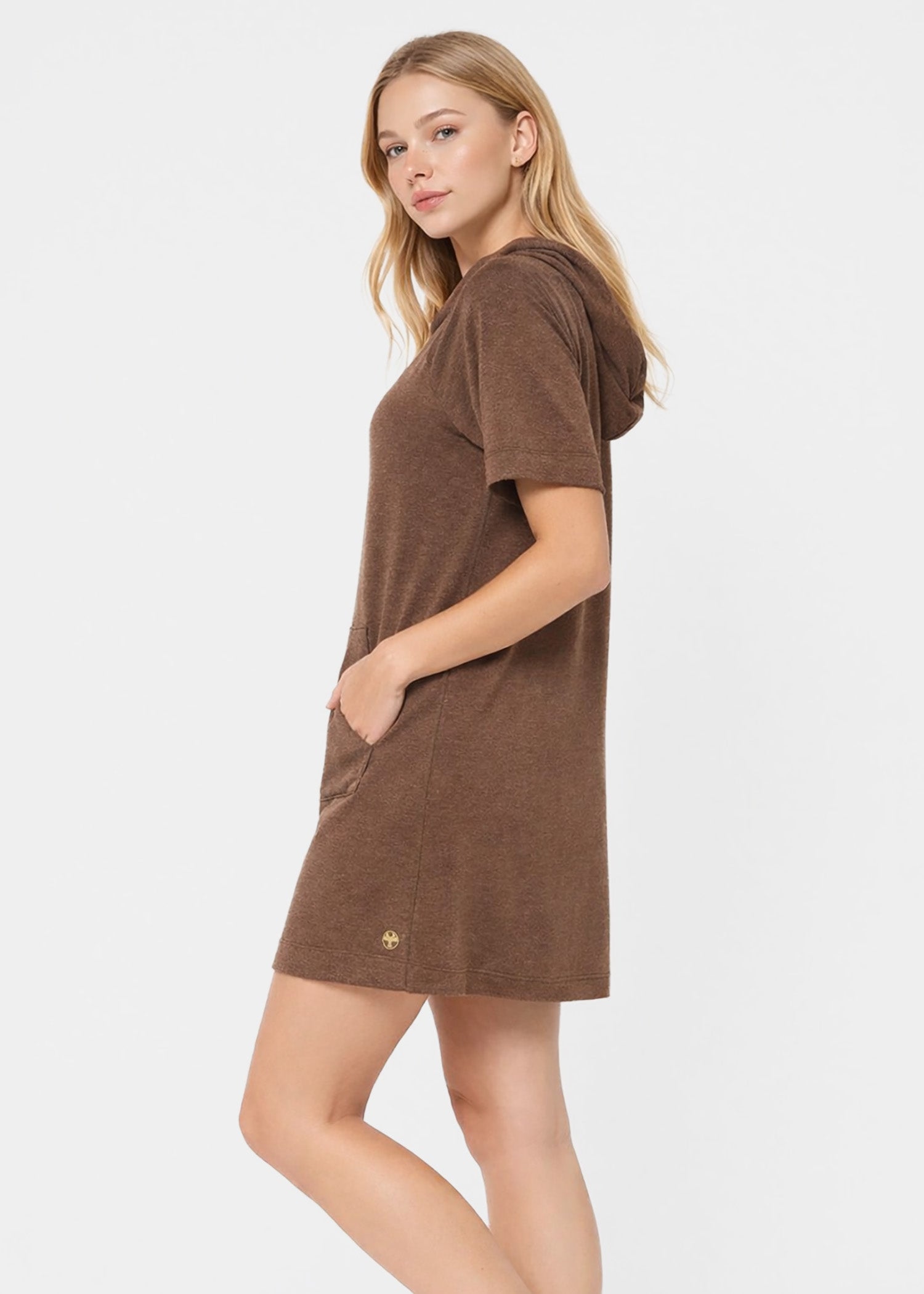 Women's Modal Hoodie Dress Made in USA back view