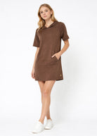 Women's Modal Hoodie Dress Made in USA front view