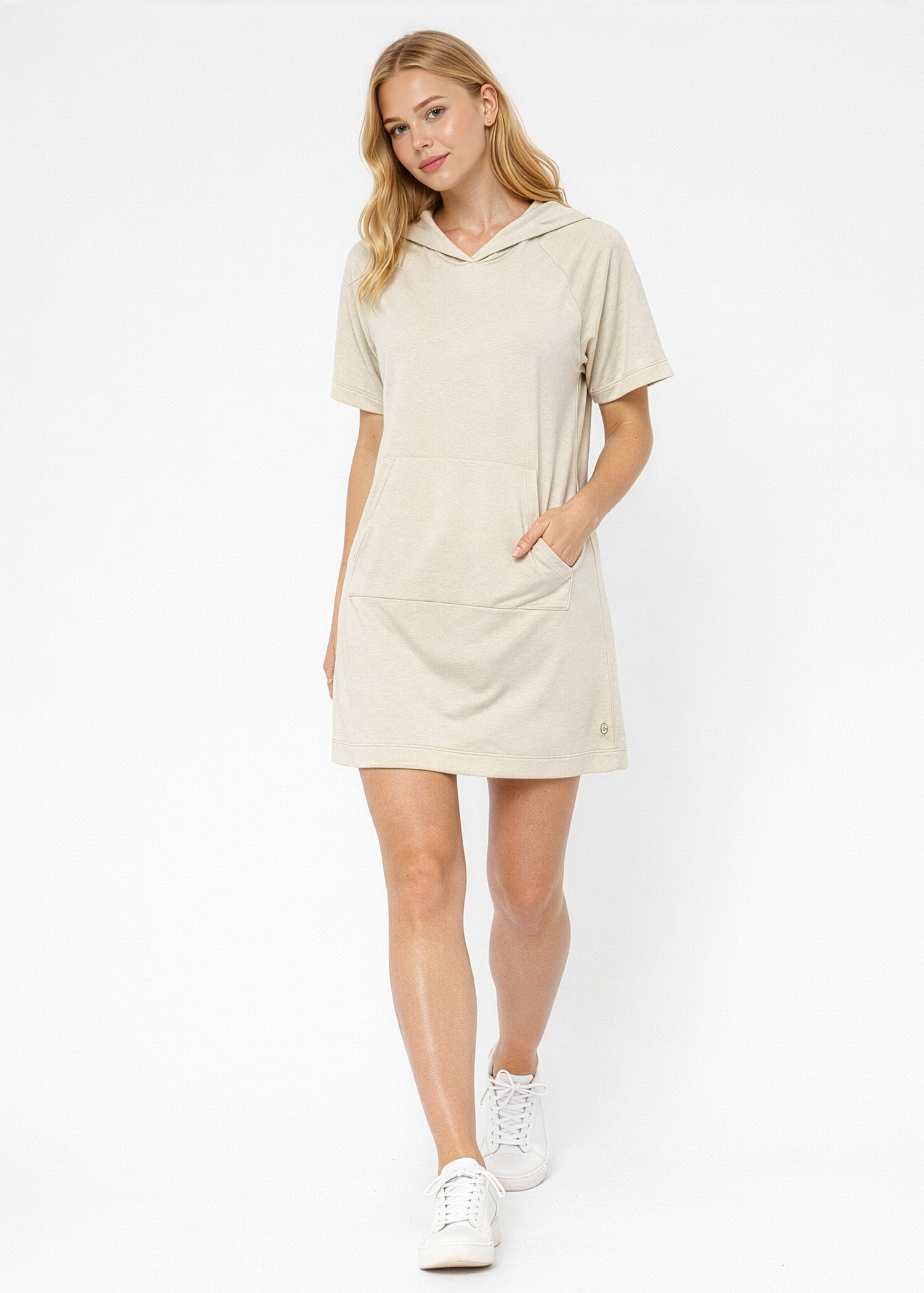 Women's Modal Hoodie Dress Made in USA detail view 5