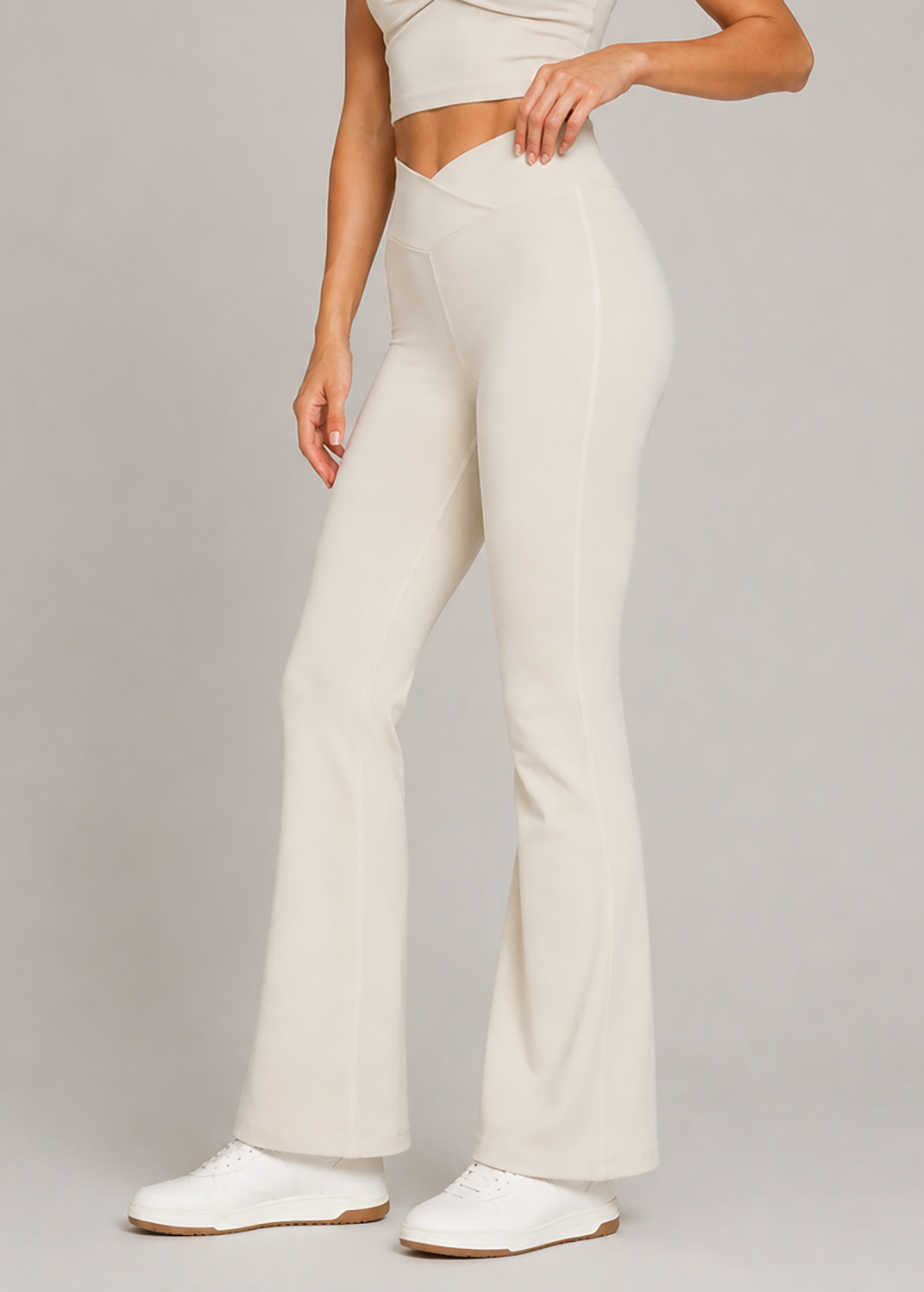 Women's Cross Front Flare Yoga 2-Piece Set Made in USA detail view 12