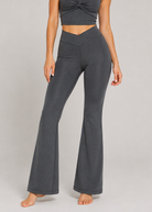 Women's Cross Front Flare Leggings Made in USA detail view 3
