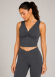 Women's Cross Front Rib Crop Top Made in USA detail view 2