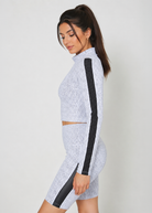 Women's Mock Neck Crop Top Made in USA back view