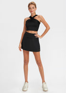 Women's Criss Cross Tennis Crop Top Made in USA back view