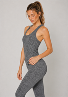 Women's Light Heather Racer Tank Made in USA back view