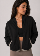 Women's Lux Terry Crop Jacket Made in USA front view
