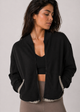 Women's Lux Terry Crop Jacket Made in USA front view