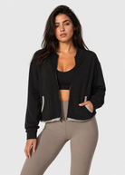 Women's Lux Terry Crop Jacket Made in USA detail view 1