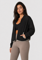 Women's Lux Terry Crop Jacket Made in USA side view