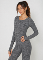 Women's Soft Heather Jersey Long Sleeve Thumbhole Top Made in USA detail view 9