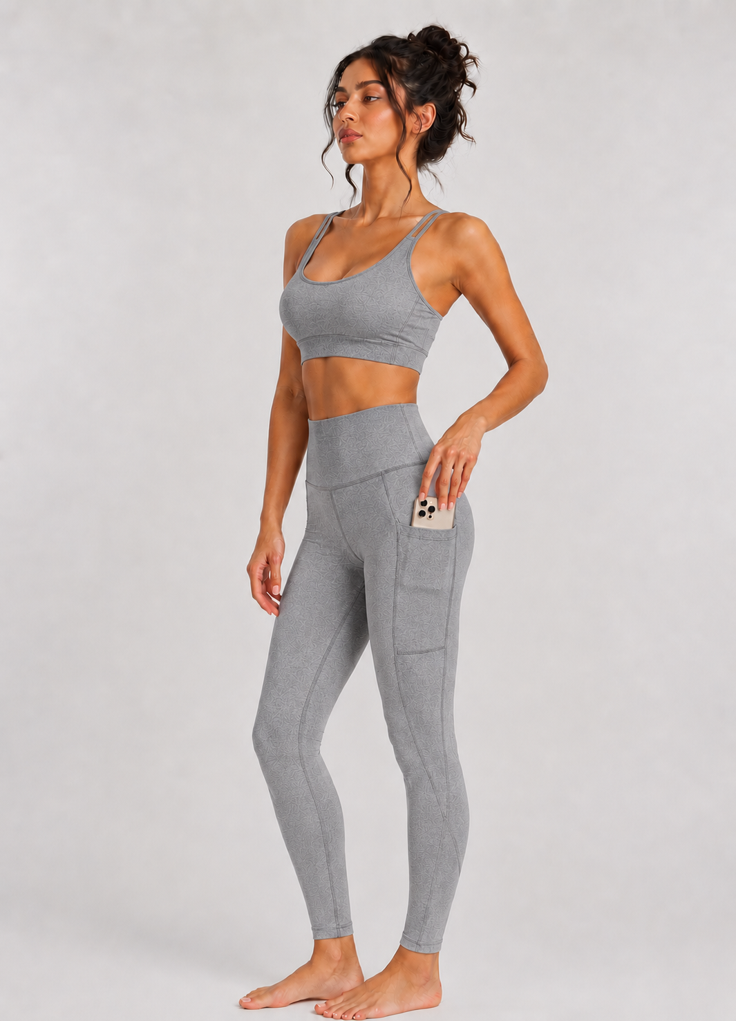 Women's Stretch Heather Pocket Legging Made in USA detail view 7