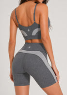 Women's Curve Panel Biker Shorts Made in USA front view