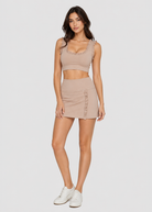 Women's Ruffle Scoop Neck Crop Top detail view 6