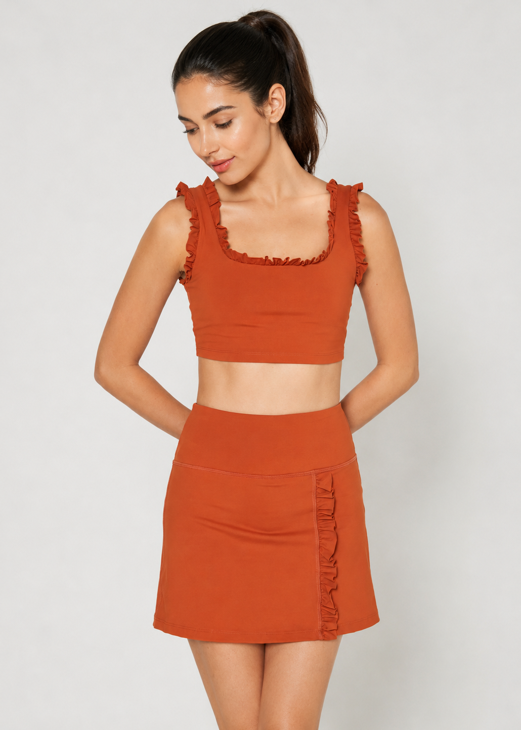 Women's Ruffle Tennis 2-Piece Set Made in USA front view