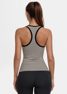 Women's 2X1 Rib Stripe Tank Top Made in USA detail view 1