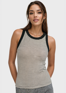 Women's 2X1 Rib Solid Round Neck Tank Top Made in USA front view