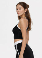 Women's Contrast Cropped Sports Bra Made in USA back view