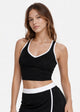 Women's Contrast Cropped Sports Bra Made in USA front view