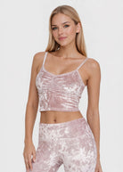 Women's Velvet Shirred Crop Top Made in USA detail view 2