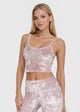 Women's Velvet Shirred Crop Top Made in USA detail view 2