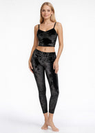 Women's Velvet Shirred Crop Top Made in USA detail view 11
