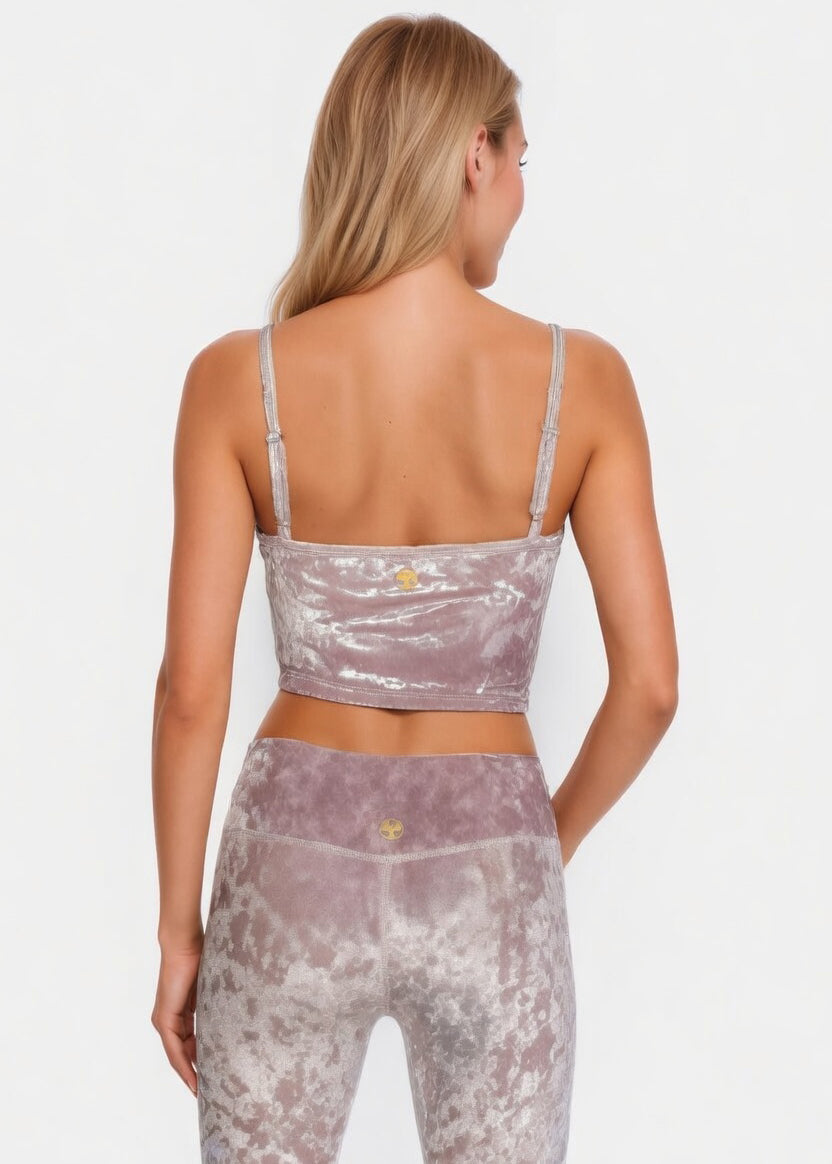 Women's Velvet Shirred Crop Top Made in USA detail view 6