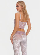 Women's Velvet Shirred Crop Top Made in USA detail view 4