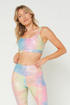Women's Mermaid Print Sports Bra Made in USA front view