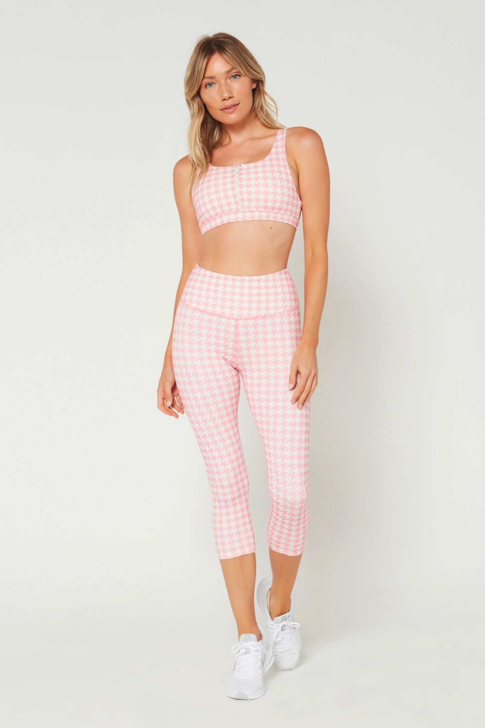Women's Pink Houndstooth Set front view