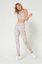 Women's Pastel Marble High Waisted Leggings Made in USA front view