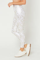 Women's Metallic Marble Leggings Made in USA detail view 3