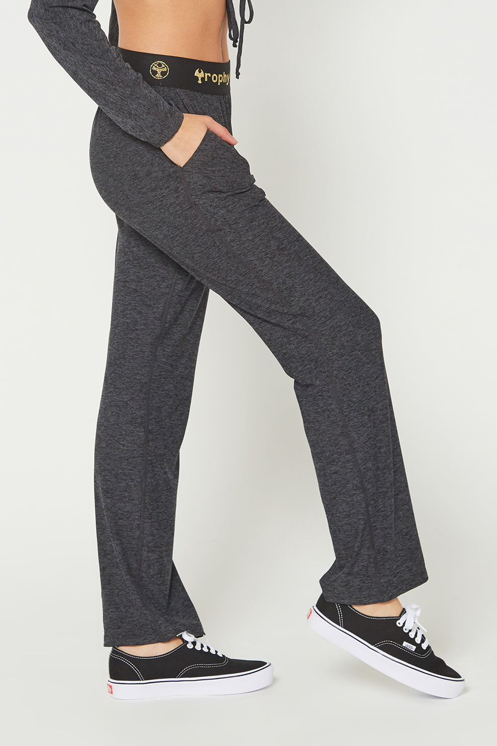 Women's Light Heather Logo Relaxed Pants Made in USA detail view 6
