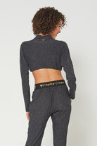 Women's Light Heather Mock Neck Crop Top Made in USA detail view 4