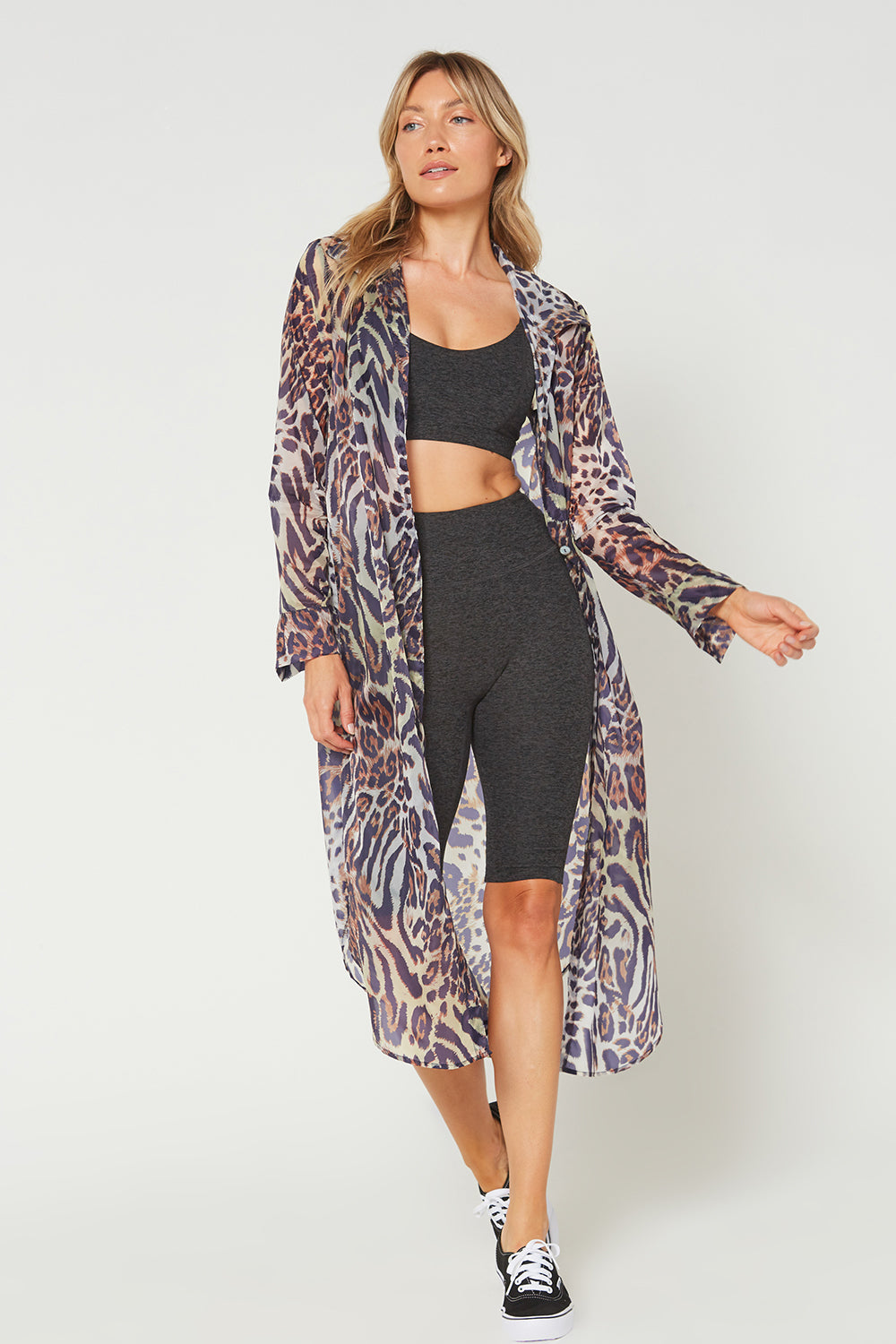 Women's Wild Side Maxi Cover Up Shirt Made in USA detail view 2