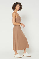 Women's Cross Back Strap Maxi Dress Made in USA detail view 4