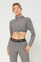 Women's Light Heather Mock Neck Crop Top Made in USA detail view 6