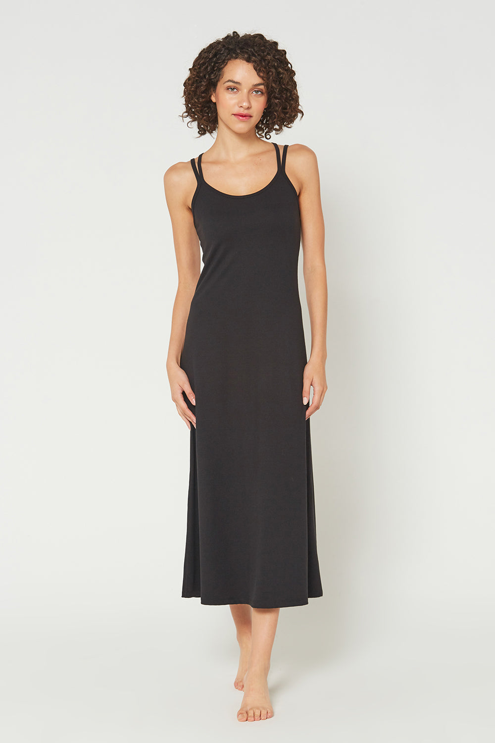 Women's Cross Back Strap Maxi Dress Made in USA detail view 8