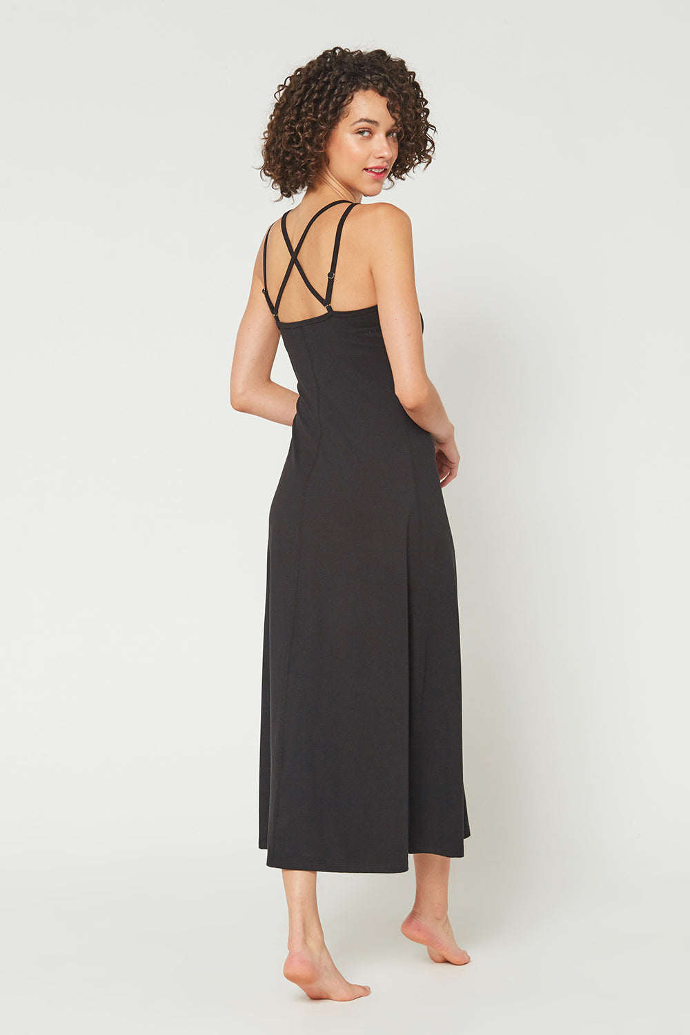 Women's Cross Back Strap Maxi Dress Made in USA detail view 11
