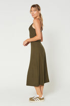 Women's Cross Back Strap Maxi Dress Made in USA back view
