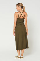 Women's Cross Back Strap Maxi Dress Made in USA side view