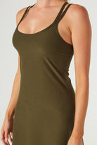 Women's Cross Back Strap Maxi Dress Made in USA detail view 1